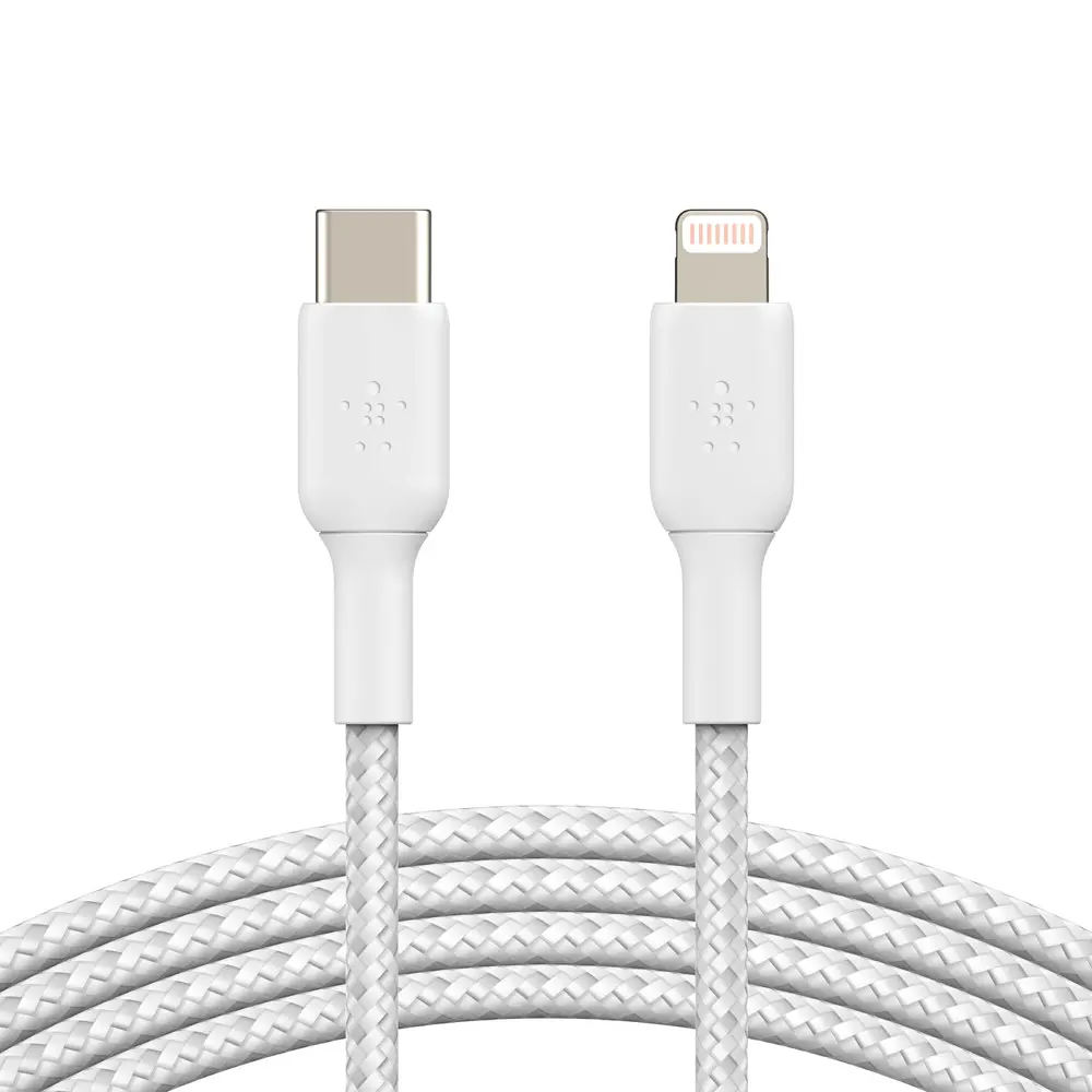 Кабель Belkin USB-C > Lightning заряджання/синхронізації 2м, 30Вт, Type-C, плетений, білий teh0013729 - фото 2