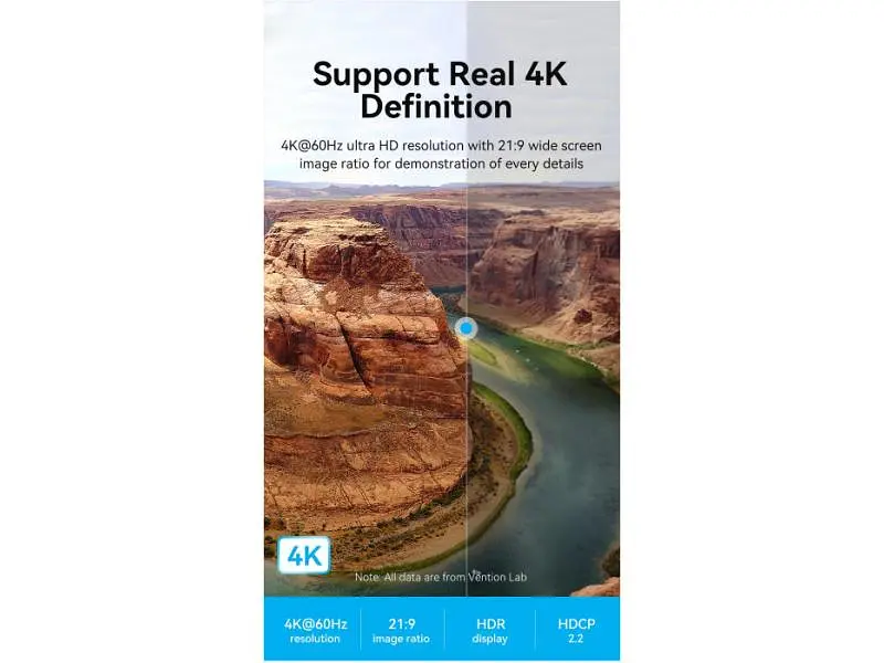 Кабель Vention HDMI Male to Male 4K HD Cable HDMI v2.0 1.5м Blue (ALHSG) - фото 2
