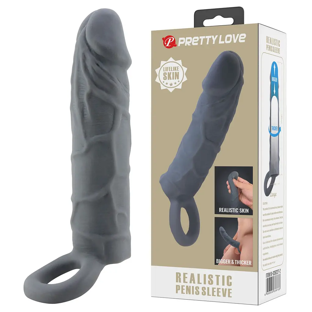 Насадка на пеніс PRETTY LOVE Realistic Penis Sleeve, TPR PRETTY LOVE BI-026227-2 103664