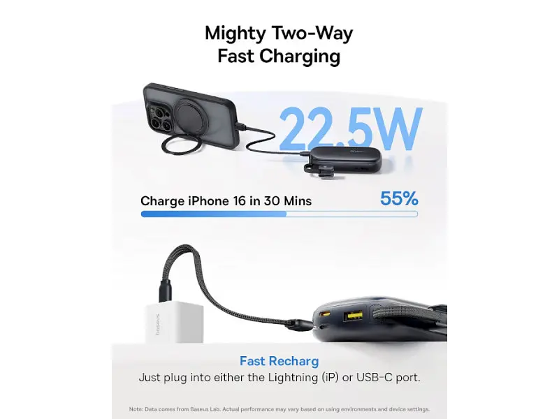 Зовнішній акумулятор (Power Bank) BASEUS EnerFill FC21 Qpow 3 Ultra 20000mAh 22.5W Black (E0027M00) - фото 5