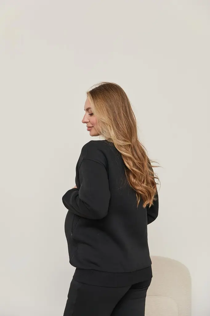 Теплий світшот для майбутніх мам та годування груддю Berlin XXL-3XL (50-52) Lullababe Чорний - фото 4