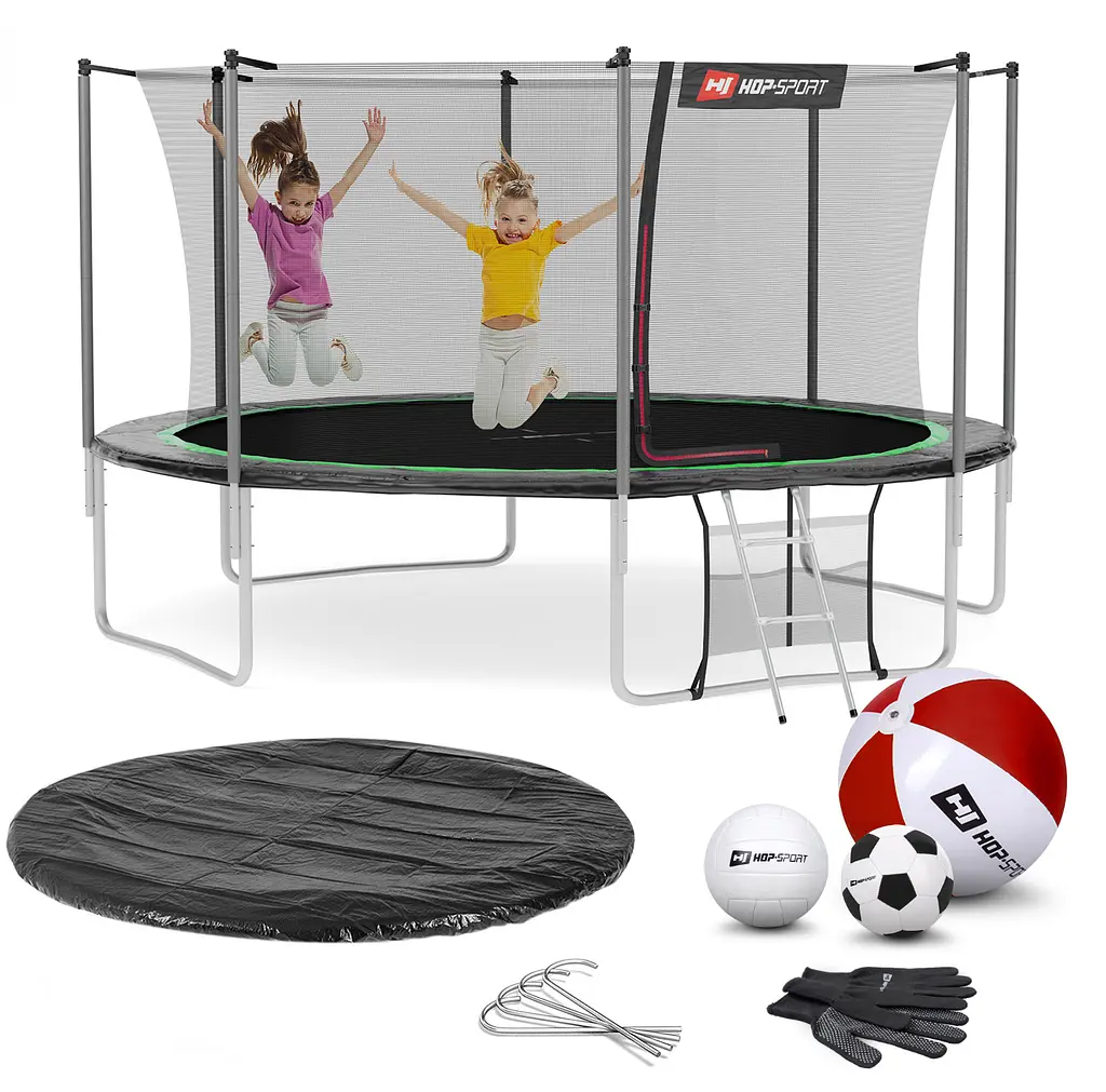 Батут Hop-Sport 14ft (427см) чорно-зелений з внутрішньою сіткою - фото 14