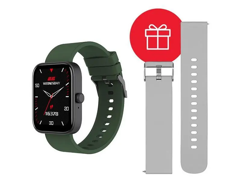 Смарт-годинник 2E Alpha SQ Music Edition 46mm Black-Green + сірий ремінець (CWW40BKGN-WS) - фото 2