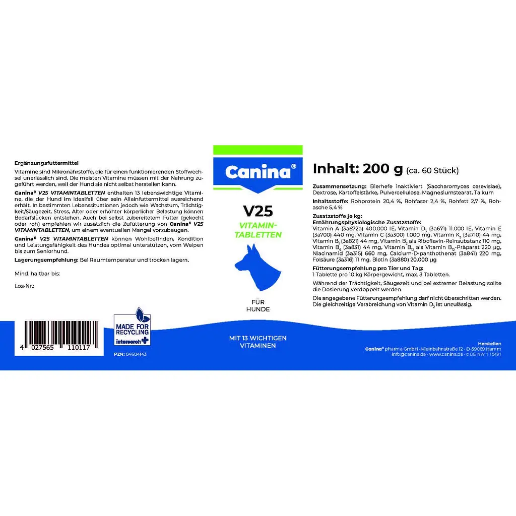 Вітаміни для собак Canina V25 Vitamintabletten 200 г 60 таблеток - фото 3