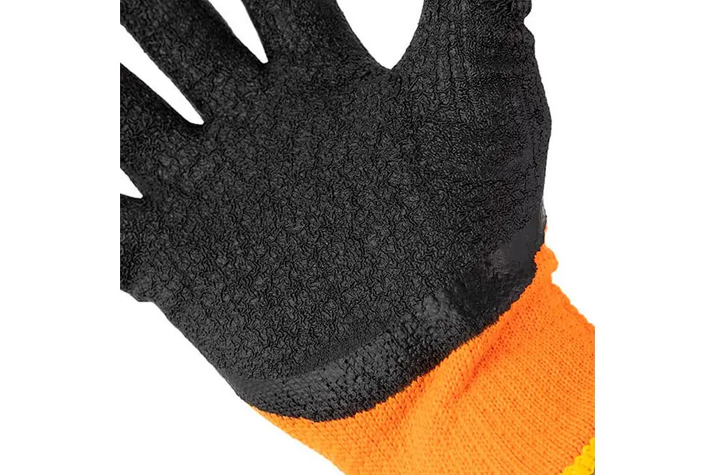 Рукавички робочі захисні Intertool латексна зморшкувата утеплена 10" (в упаковці 6 шт.) - фото 2