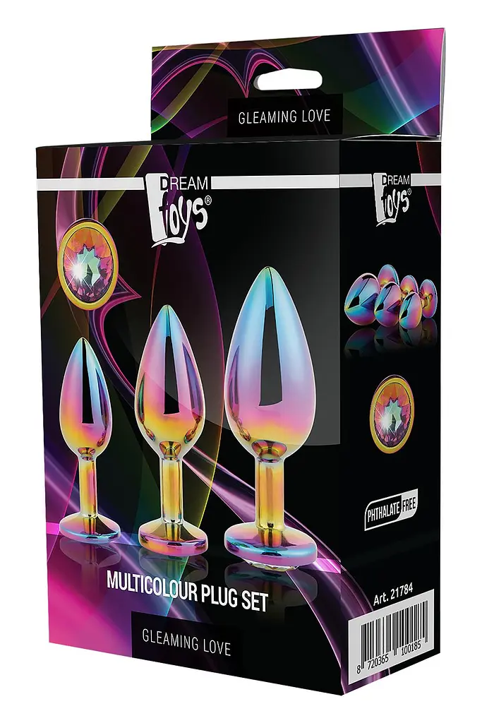 Анальна пробка Gleaming Love Multicolour Plug Set 3 шт. (мульті) - фото 5