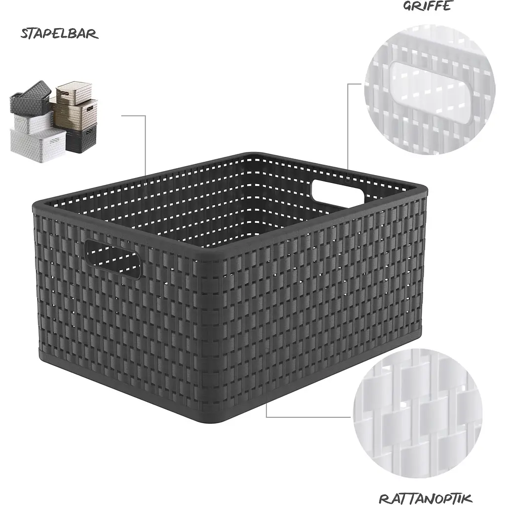 Ящик для хранения Rotho А4 Country 28 л антрацит (11668.3) - фото 3