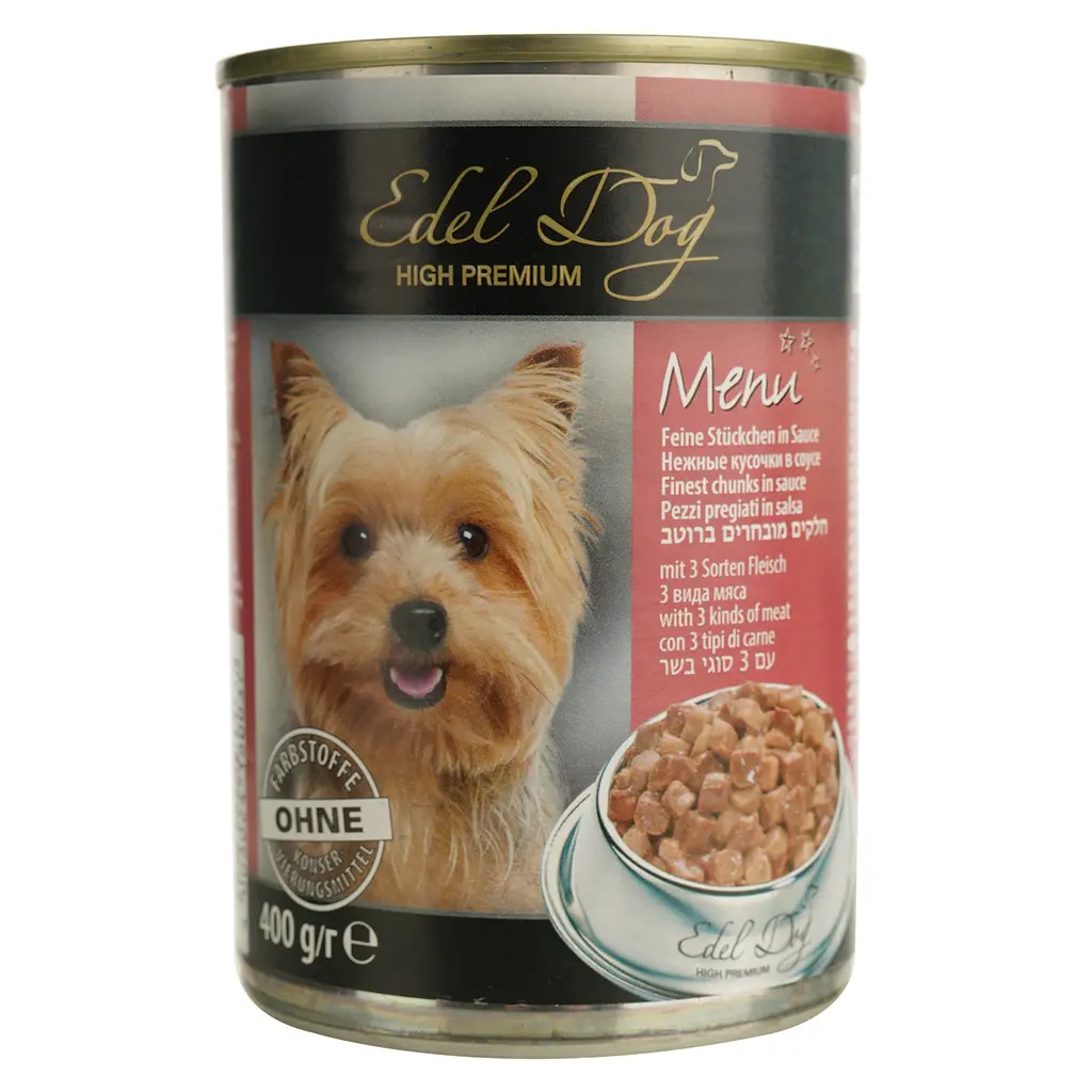 Вологий корм для собак Edel Dog, три види м'яса, 400 г - фото 2
