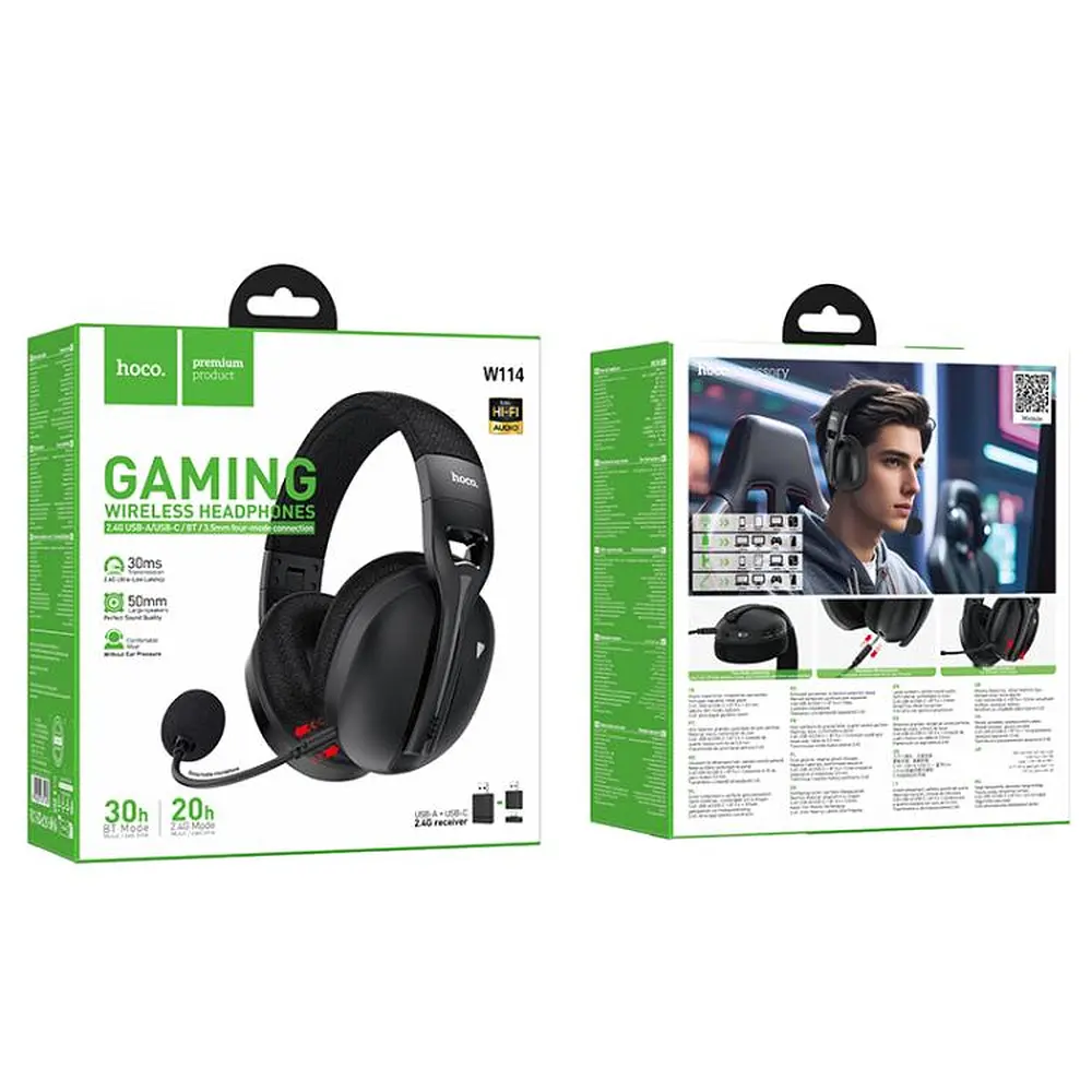 Навушники Hoco W114 Magic four-mode gaming headphones Black - фото 2