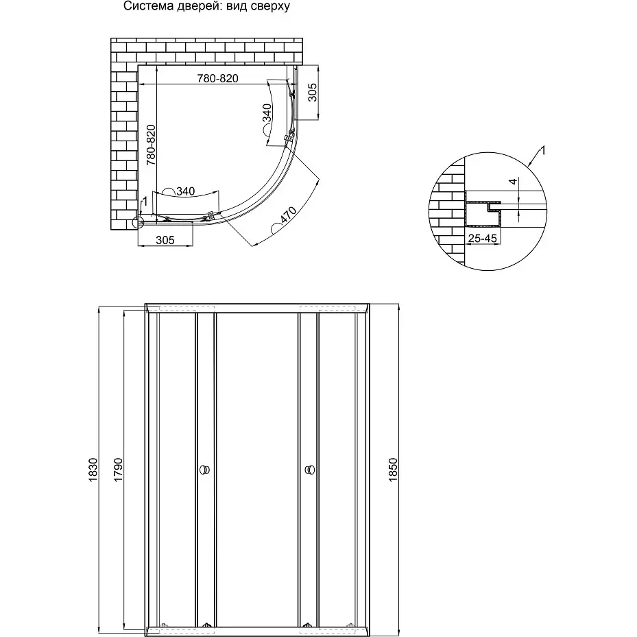 Душова кабіна Lidz Latwa SC80x80.SAT.LOW.GR скло тоноване 4 мм без піддону - фото 2