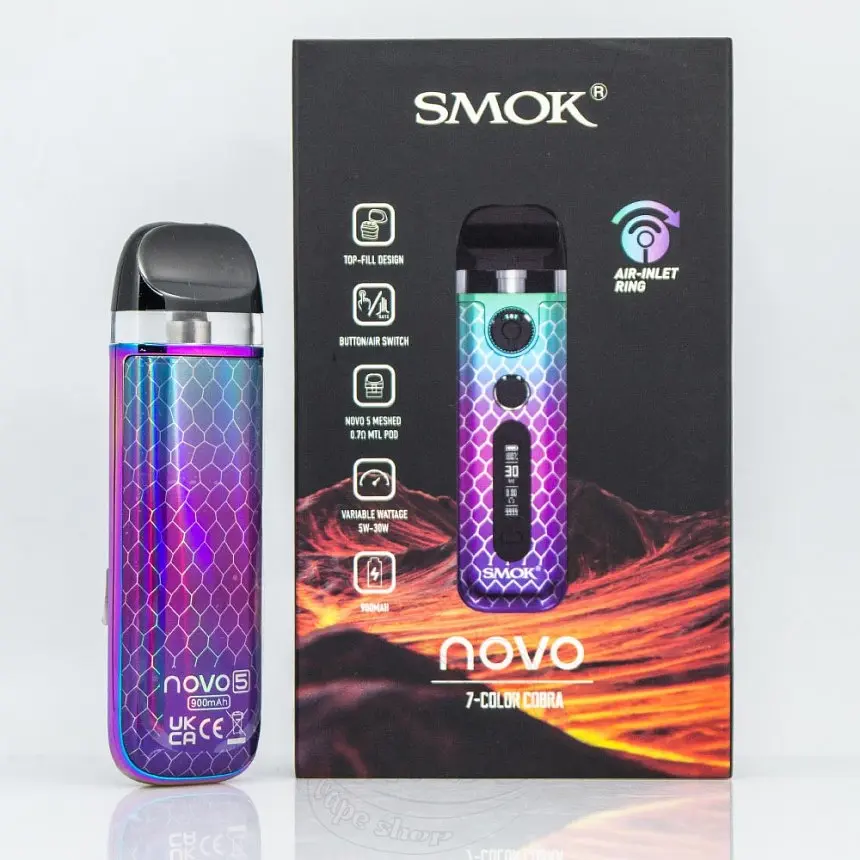 Под-система электронная сигарета Smok Novo 5 30 W Pod System 900 mAh 2 ml 7-Color Cobra (12401) - фото 3