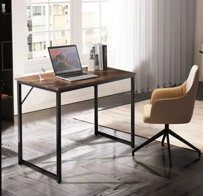 Письмовий стіл Costway Homart із сталевим каркасом коричневий - фото 4