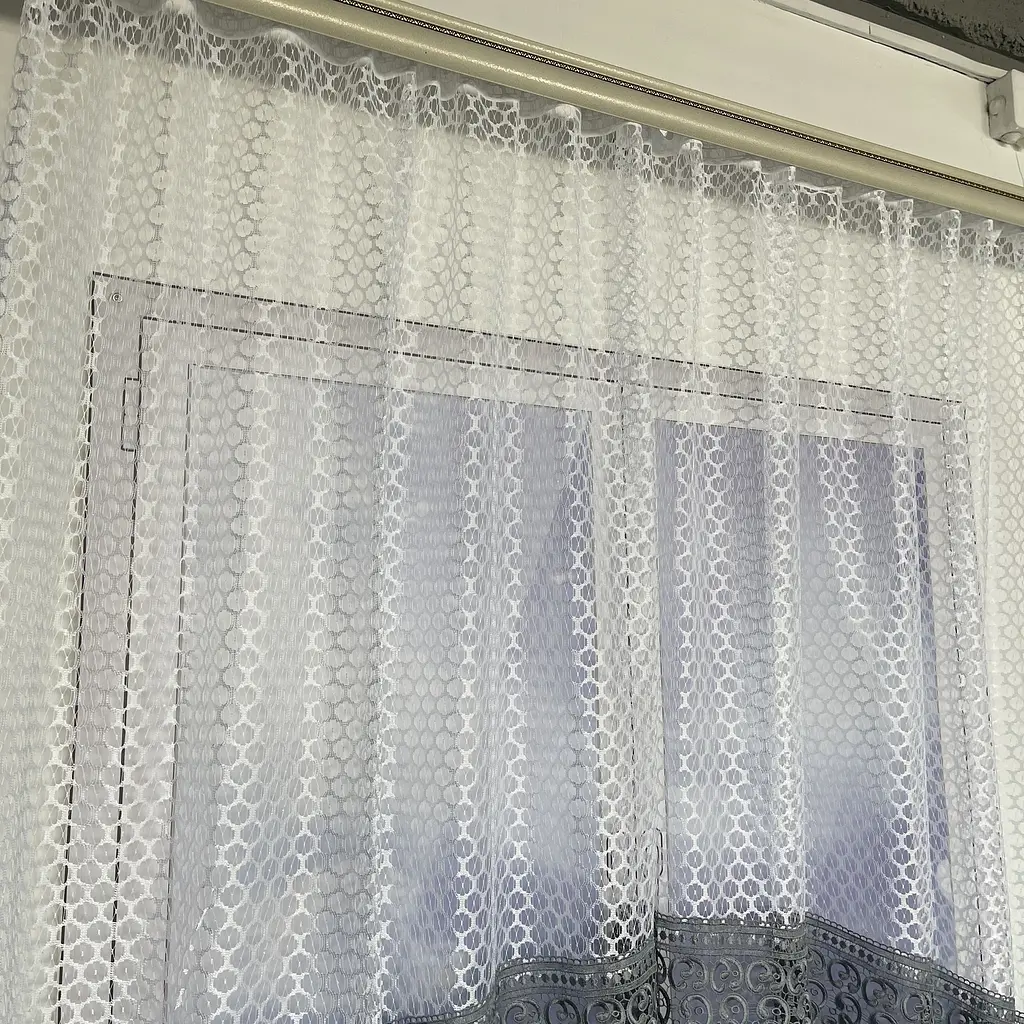 Тюль арка біла з графітовим макраме 1,7м на 3м на тасьмі ALBO pbe0052805 - фото 7