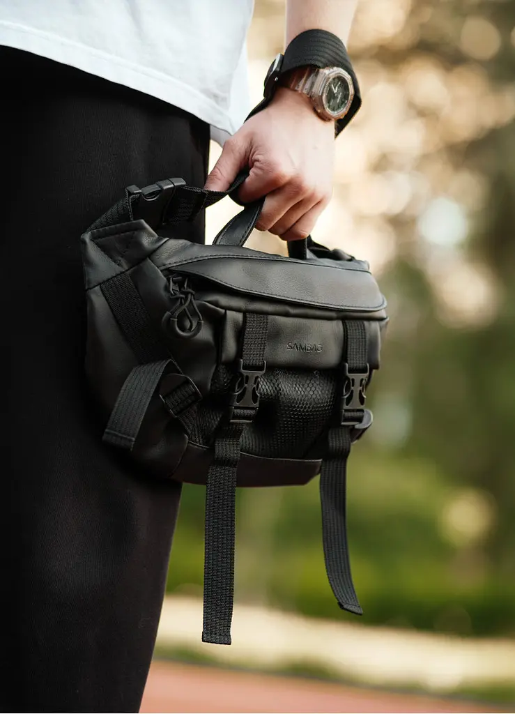 Чоловіча сумка бананка Sambag Dynamicdart чорна 38 × 21 × 7 см (80411001m) - фото 3