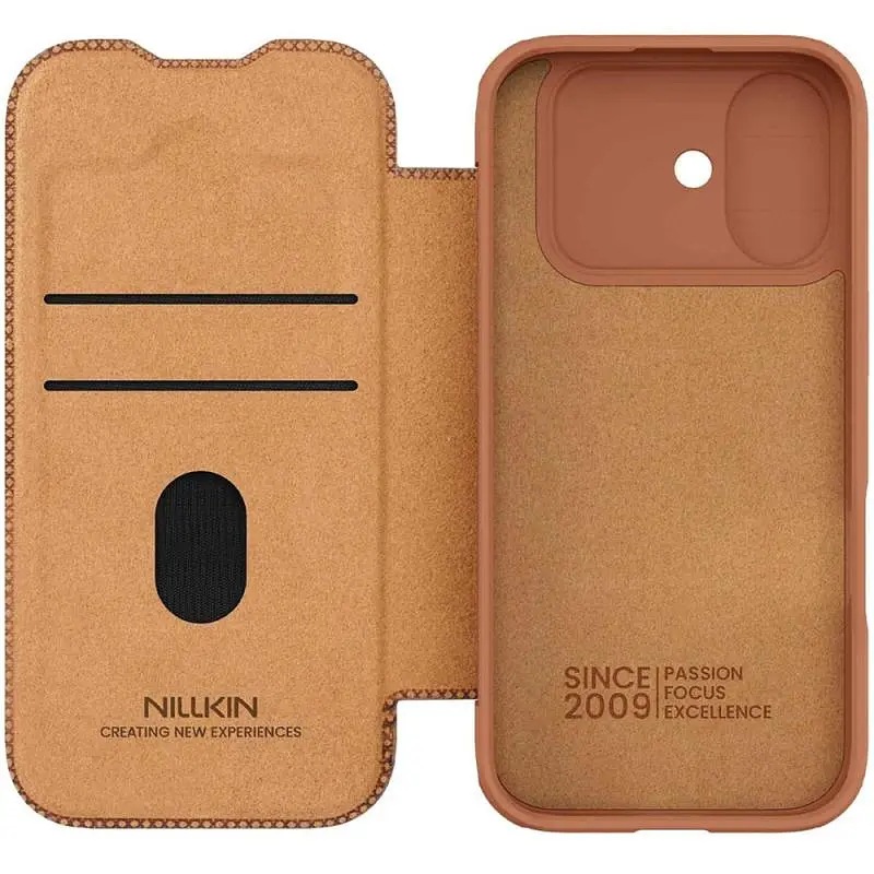 Шкіряний чохол-книжка Nillkin Qin Pro Camshield для Apple iPhone 17 (6.3) Brown - фото 5