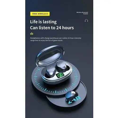 Бездротові навушники TWS Wireless Bluetooth Earbuds K20 Bluetooth V 5.0 Black  - фото 3