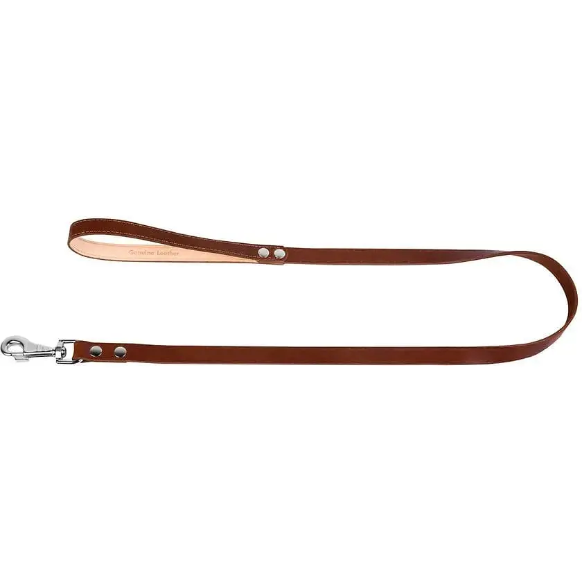 Повідець для собак Collar, одинарний, непрошитий, шкіряний, 122х2 см, коричневий - фото 2