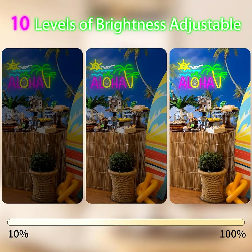 Неоновая вывеска Aloha Palm Tree Vveikea для украшения стен, Гавайский тропический дизайн, Aloha, LED, солнце, океан, волна - фото 7