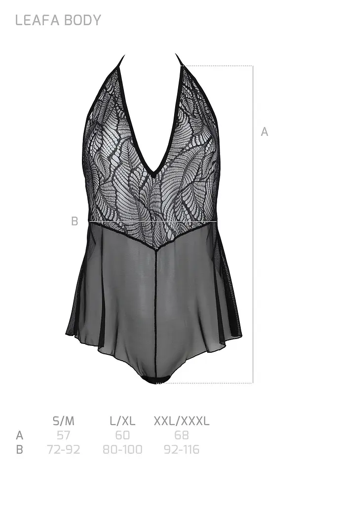 Боді Passion LEAFA BODY black, L/XL, на зав'язках, м'яка чашка, низ у вигляді шортиків - фото 5