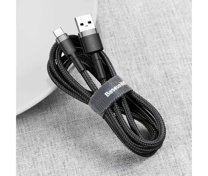 Кабель Baseus Cafule Cable USB for Type-C 3A 1 м Gray/Black (CATKLF-BG1) - фото 7