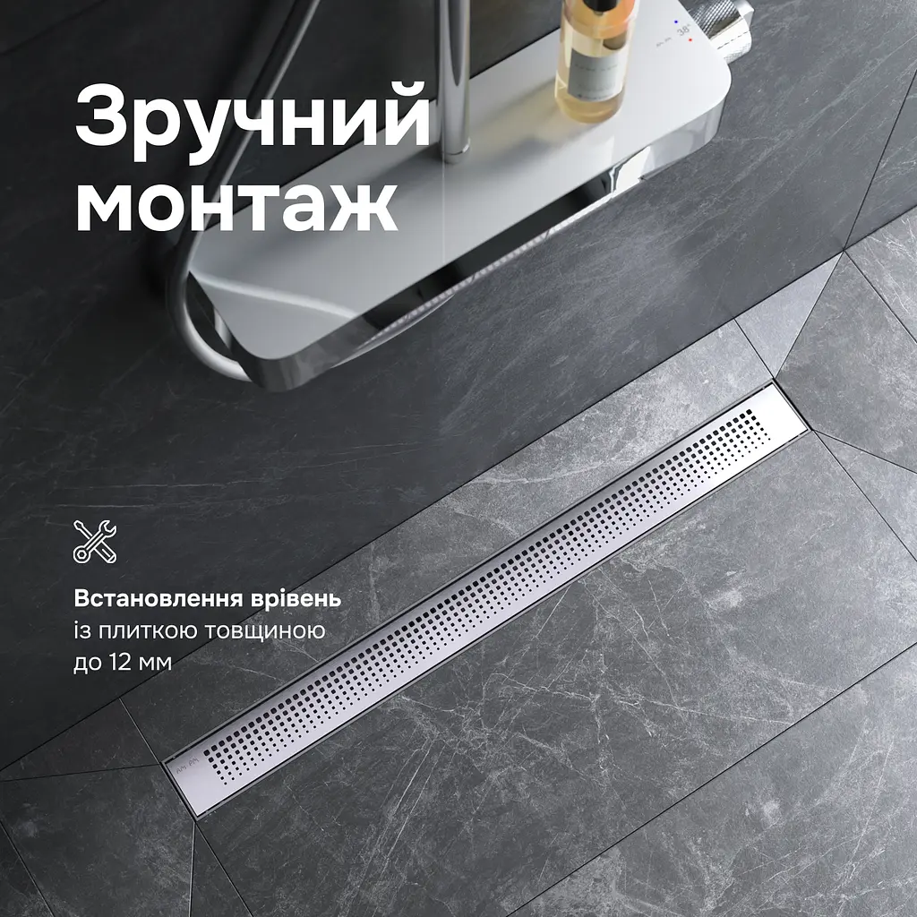Трап для душу лінійний AM.PM Primeflow Cut Gradient 800 мм, універсальний затвор, хром (W02SC-P11-080-01SB) - фото 7