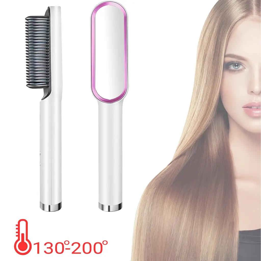 Електричний гребінець-випрямляч для волосся Hair Style UKC праска з турмаліновим покриттям 6 температурних режимів Білий - фото 2