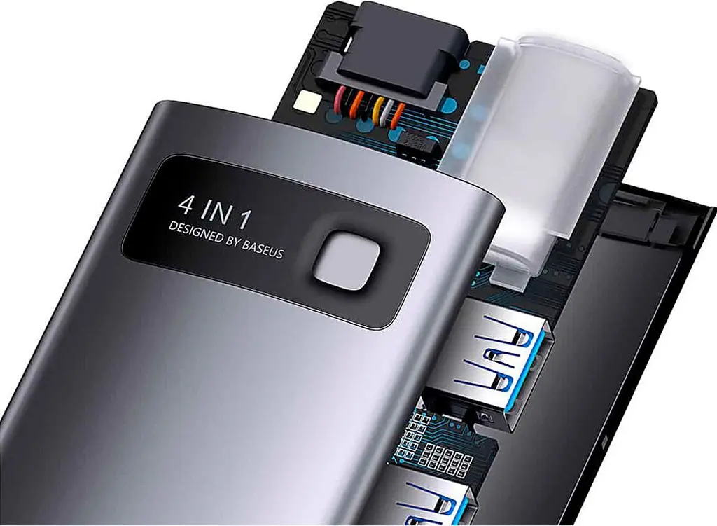 USB-хаб Baseus Metal Gleam Series 4-in-1 Gray (WKWG070113) [110336] - фото 6