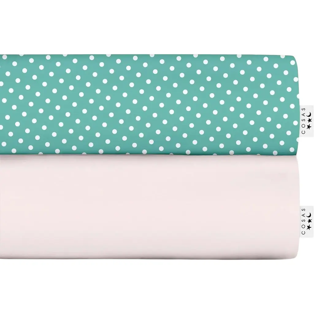 Набір євро простирадло Cosas Rose/Mint Dots 220х240 см (SetSheet_Rose_DotsMint_220х240)