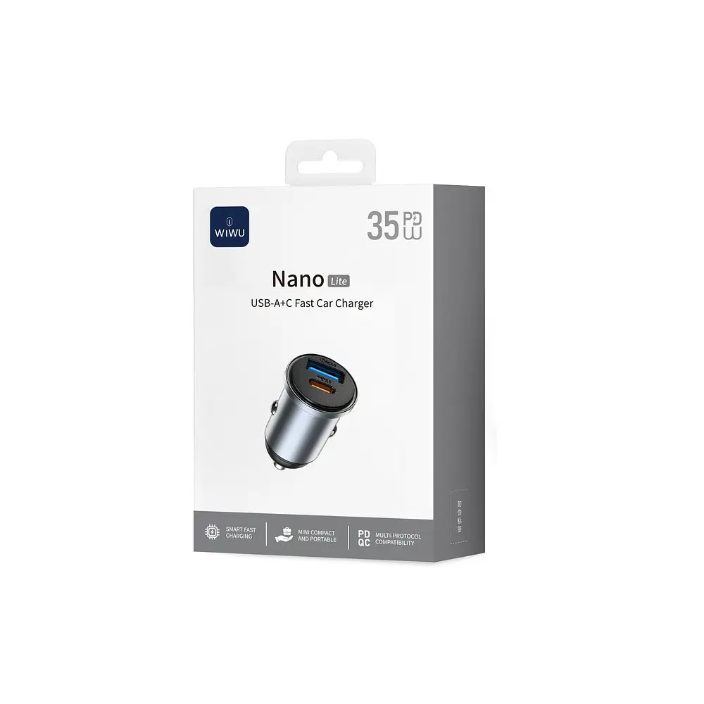 Автомобільне зарядне пристрій WIWU 35W Nano Lite A+C Fast Car Charger Wi-CC030 Сірий - фото 2