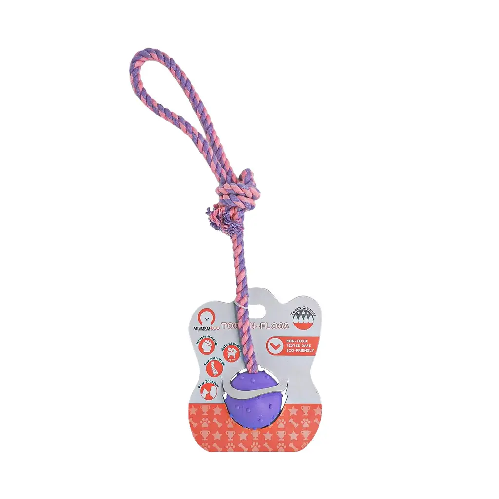 Игрушка для собак Misoko&Co Мяч с веревкой purple 37x5 cm - фото 3