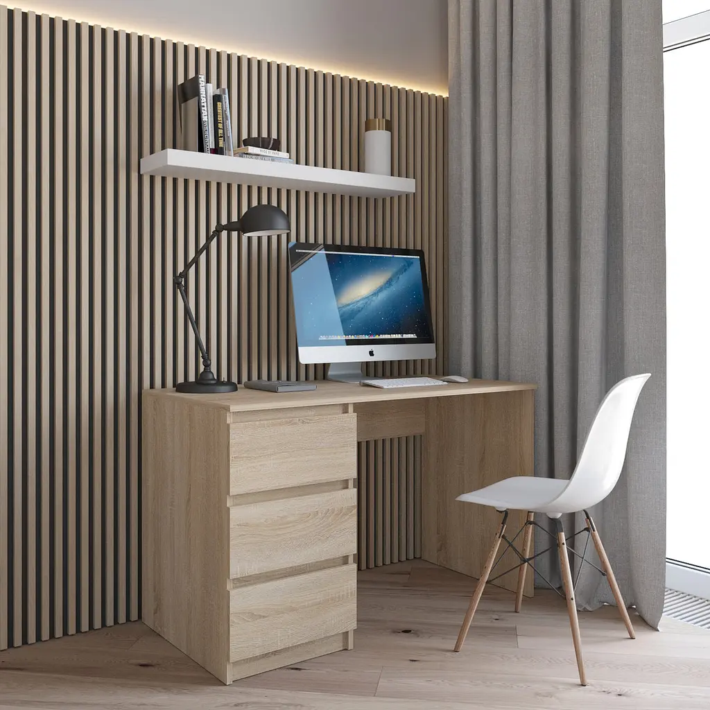 Комп’ютерний стіл Vays R-13, письмовий з тумбою зліва, 3 шухляди, без ручок, ЛДСП, 120×60×75 см - для дому та офісу - фото 2