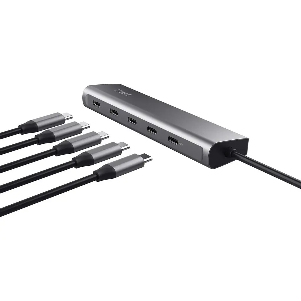 USB-Хаб Trust Halyx USB-C 5xUSB-C , Алюміній, 0.1м, сірий (25136_TRUST) - фото 6