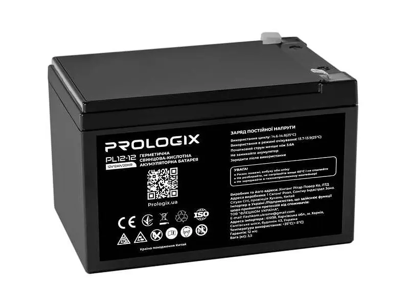 Акумулятор для ДБЖ PrologiX AGM 12V 12Ah (PL12-12) - фото 2