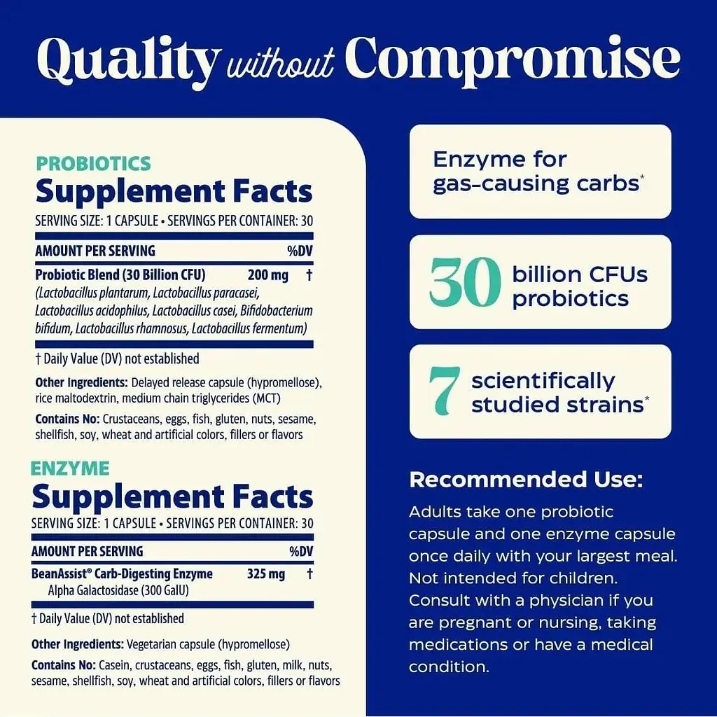 Пробіотики з ферментами від здуття живота Enzymedica Probiotics and Enzyme for Gas & Bloating 30 вегетаріанських капсул - фото 2