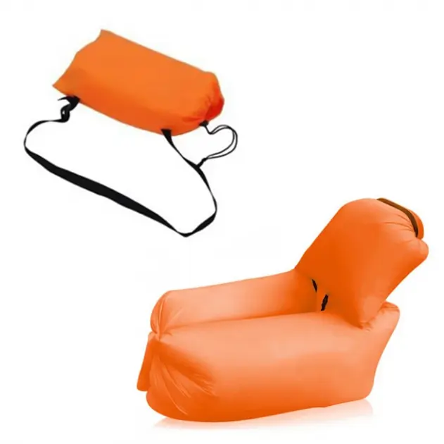 Ламзак надувний з подушкою лежак диван крісло 150х70см подушка 70х30см AIR Sofa 4 оранжевий - фото 2