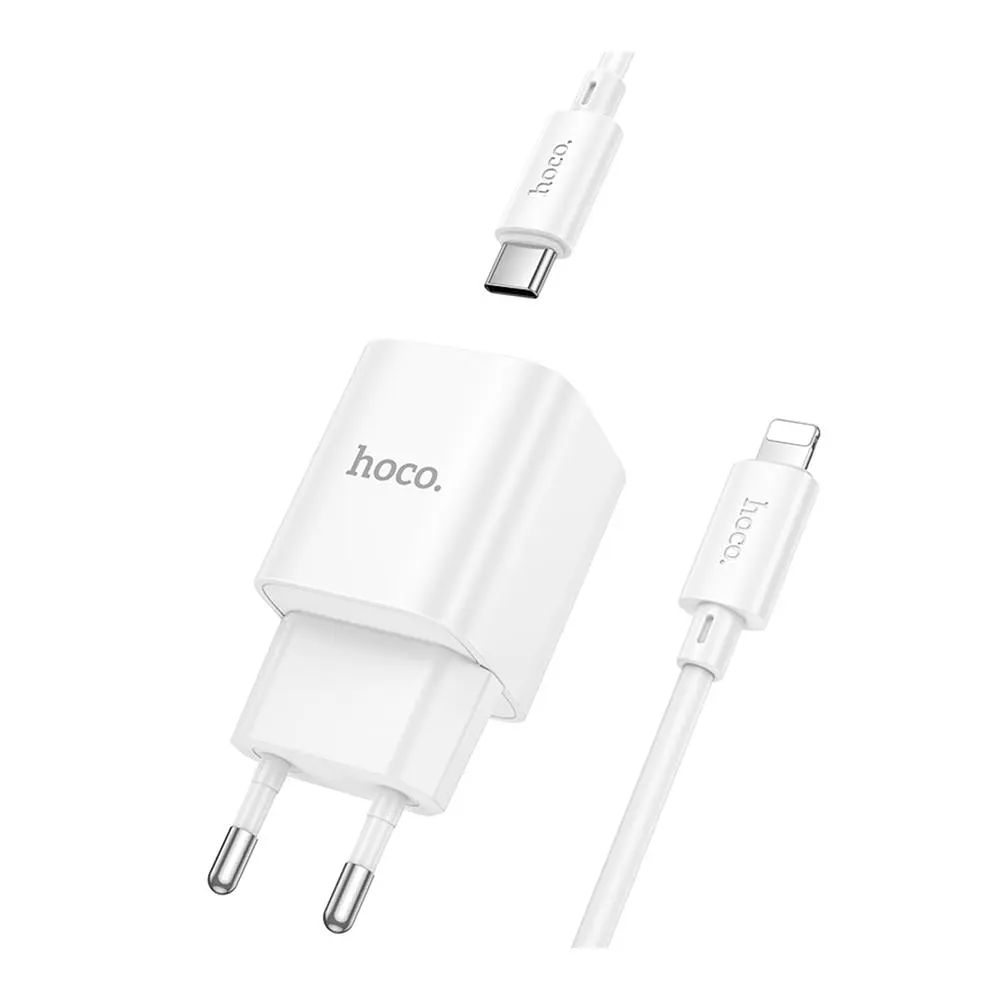 Зарядний комплект Hoco C146A Mini Charger 1USB-C PD/QC 20W 5V/3A Type-C to Lightning 1 м White (35278_3345664) - фото 4