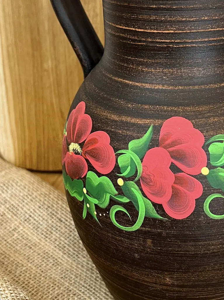 Кувшин керамический (глиняный) резной с ручкой Мак 2.5 л - фото 3