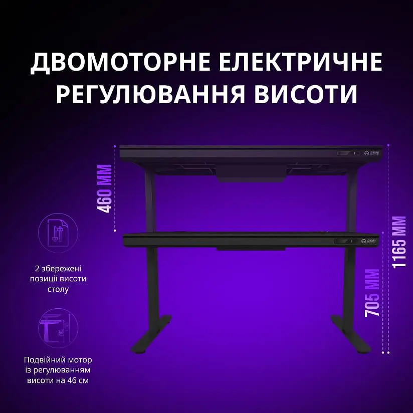 Геймерский стол Lorgar ELITE 90G Glass Black (LRG-DE90G) - фото 8