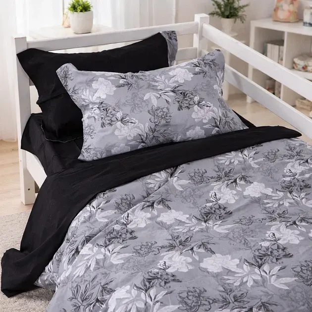 Дитяча постільна білизна JUNIOR Poplin black flowers (2200012797440) - фото 3
