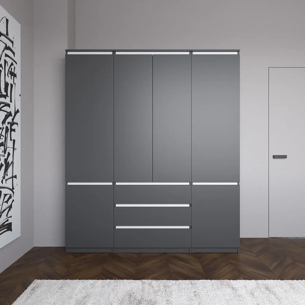 Шафа для одягу Vays зі штангою та полицями, 3 шухляди, комплект R9+R22-2 - фото 4