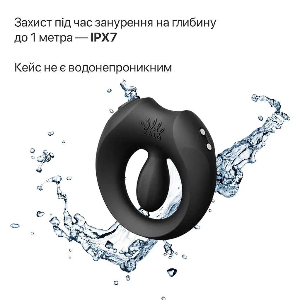 Ерекційне смарт-віброкільце Zalo Apis Obsidian Black, до 4 годин роботи, зарядний кейс - фото 8