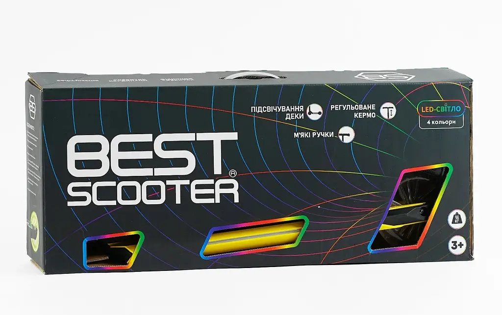 Самокат Best Scooter 68-89х54.5х34.5 см Чорний 000283577 - фото 2