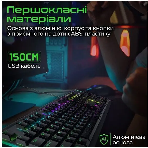 Клавіатура дротова Vertux Comando USB Black (comando.black) - фото 5