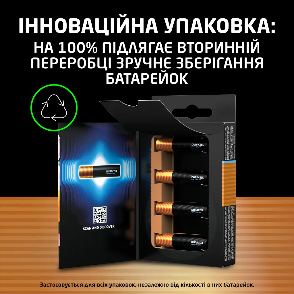 Батарейка Duracell Optimum AAA лужні 4 шт. в упаковці (5015596) - фото 6