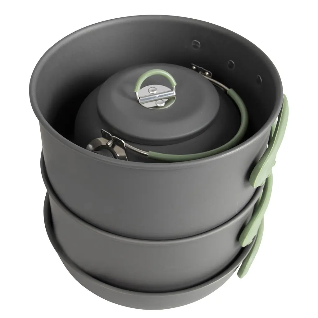 Набір посуду Bo-Camp Explorer XL 4 Pieces Hard Anodized Grey/Green (2200249), Сірий - фото 11