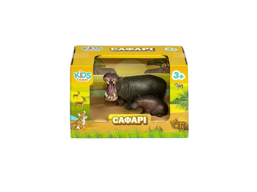 Набір тварин KIDS TEAM ANIMALS Сафарі Q9899-A23 Бегемот із бегемотиком - фото 2