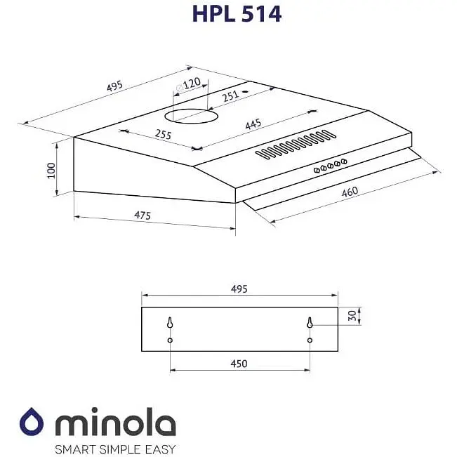 Витяжка Minola HPL 514 BL (пласка) - фото 10