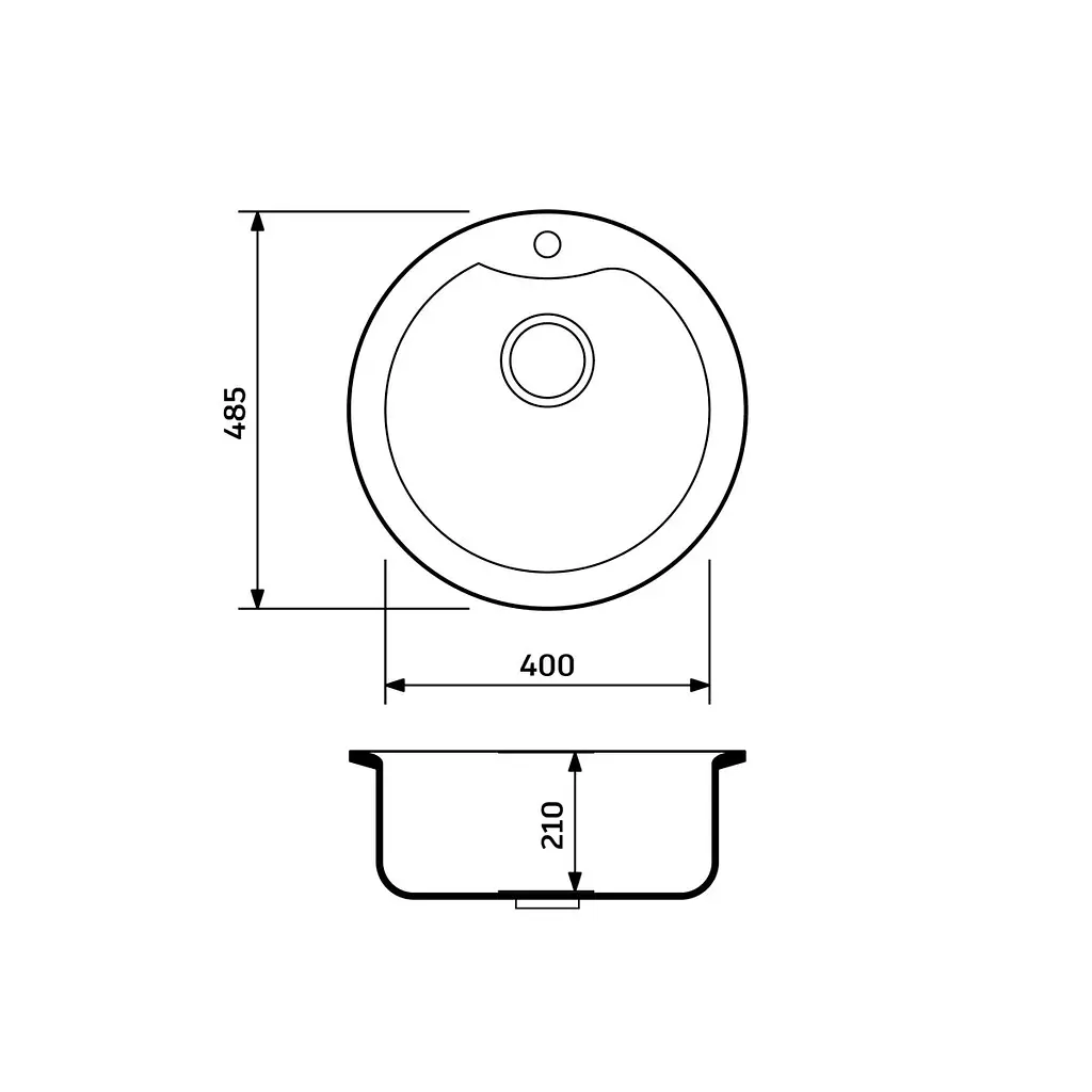 Кухонна мийка Adamant WAVE mokko d 485x210 мм, без крила d 48 - фото 2