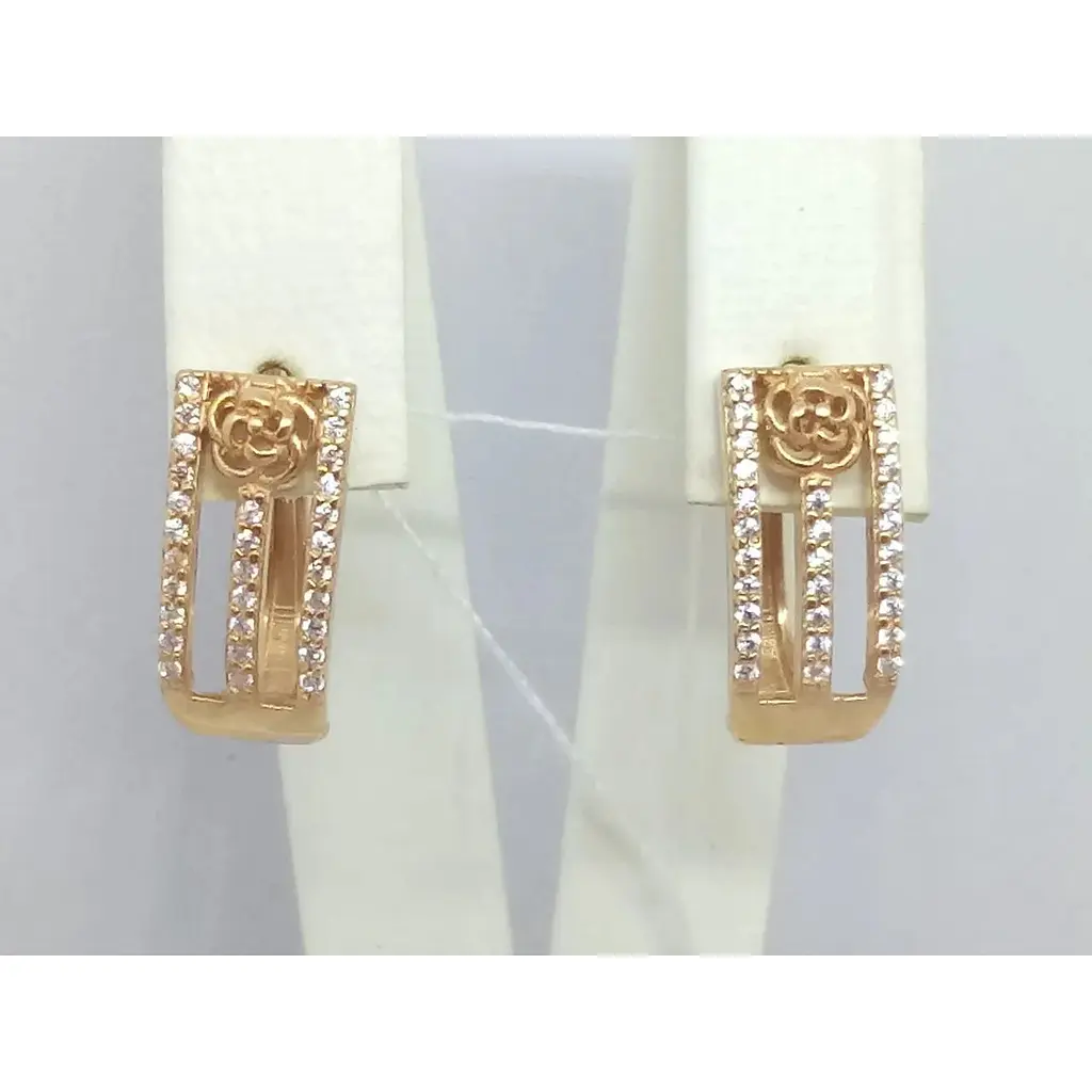 Золоті сережки Родинні коштовності з фіанітами. 1720385 - фото 3