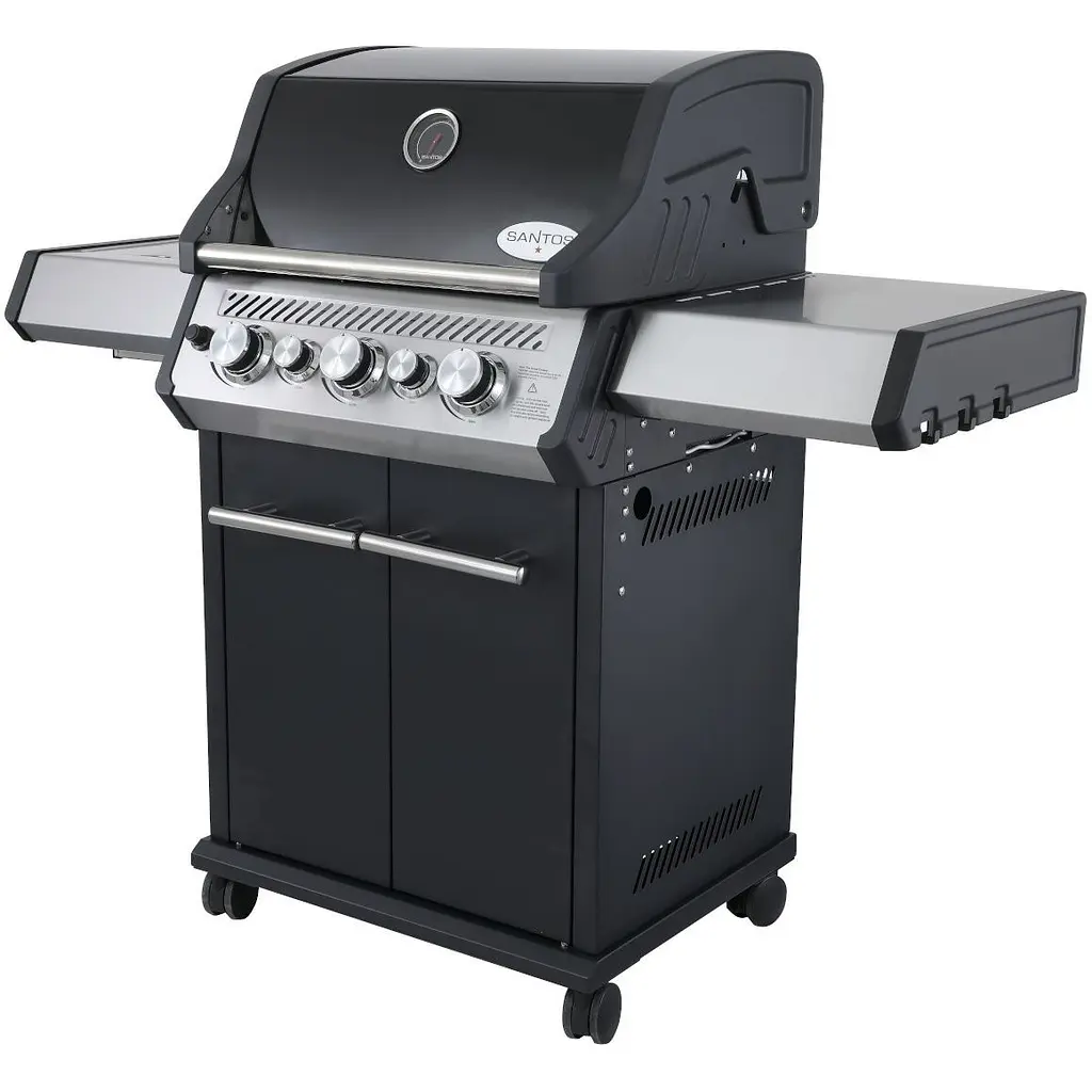 Газовый гриль Santos S-318 Black с боковой и задней горелкой черный (900273) - фото 2